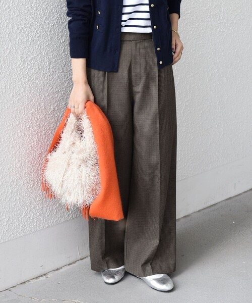 SHIPS Colors（シップス カラーズ）の「SHIPS Colors:〈洗濯機可能〉裏起毛 チェック ワイド パンツ（その他パンツ・レディース・ベージュ/ブラウン/ライトブルー・SMALL/MEDIUM）」の7枚目の写真