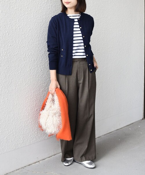 SHIPS Colors（シップス カラーズ）の「SHIPS Colors:〈洗濯機可能〉裏起毛 チェック ワイド パンツ（その他パンツ・レディース・ベージュ/ブラウン/ライトブルー・SMALL/MEDIUM）」の6枚目の写真