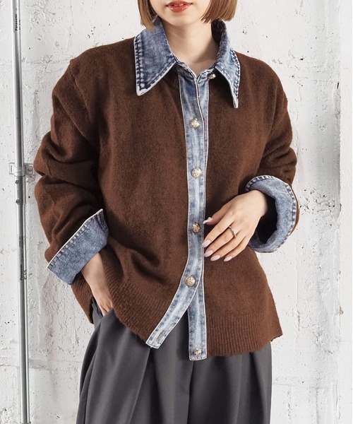 tiptop(ティップトップ)の「デニムドッキングカーディガン tiptop(ティップトップ)の「デニムドッキングカーディガン