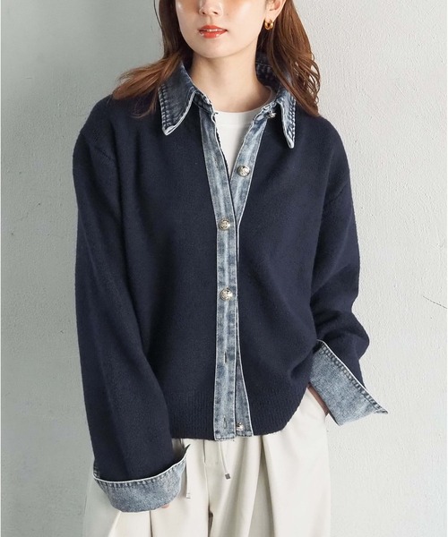 tiptop（ティップトップ）の「デニムドッキングカーディガン（カーディガン/ボレロ・レディース・オートミール/ネイビー/ブラウン/チャコールグレー・FREE）」の5枚目の写真