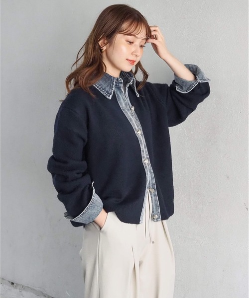 tiptop（ティップトップ）の「デニムドッキングカーディガン（カーディガン/ボレロ・レディース・オートミール/ネイビー/ブラウン/チャコールグレー・FREE）」の6枚目の写真