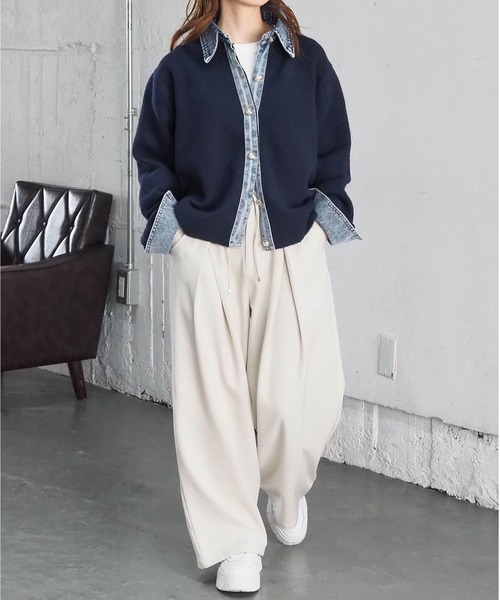 tiptop（ティップトップ）の「デニムドッキングカーディガン（カーディガン/ボレロ・レディース・オートミール/ネイビー/ブラウン/チャコールグレー・FREE）」の7枚目の写真