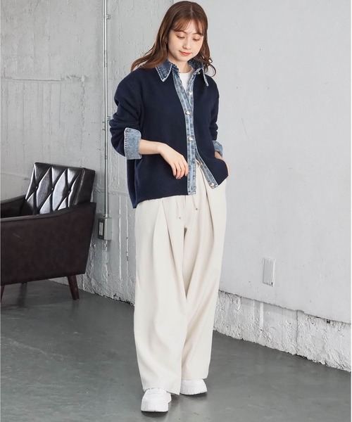 tiptop（ティップトップ）の「デニムドッキングカーディガン（カーディガン/ボレロ・レディース・オートミール/ネイビー/ブラウン/チャコールグレー・FREE）」の8枚目の写真