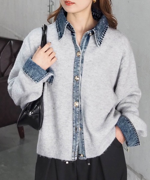 tiptop（ティップトップ）の「デニムドッキングカーディガン（カーディガン/ボレロ・レディース・オートミール/ネイビー/ブラウン/チャコールグレー・FREE）」の15枚目の写真