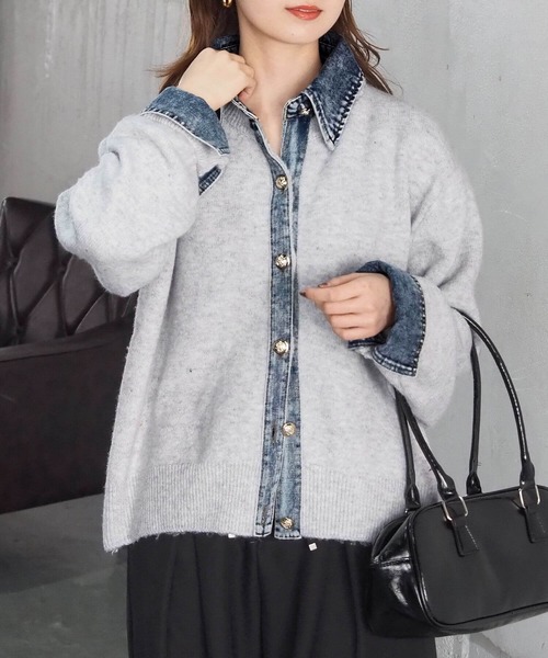 tiptop（ティップトップ）の「デニムドッキングカーディガン（カーディガン/ボレロ・レディース・オートミール/ネイビー/ブラウン/チャコールグレー・FREE）」の16枚目の写真