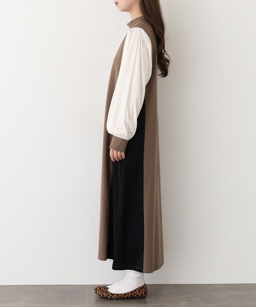 Anna Nicola(アンナニコラ)の「Anna Nicola 配色切替ワンピース(ワンピース・レディース・チャコールグレー/ブラック/モカ・38)」の18枚目の写真