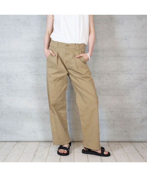 aity（アイティ）の「ツイルタックワイドパンツ チノパンツ ストレッチ 無地（チノパンツ・レディース・ブラック/カーキ/ベージュ・M/L/LL/3L/4L）」の3枚目の写真
