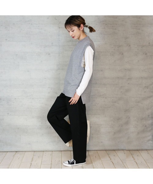 aity（アイティ）の「ツイルタックワイドパンツ チノパンツ ストレッチ 無地（チノパンツ・レディース・ブラック/カーキ/ベージュ・M/L/LL/3L/4L）」の2枚目の写真