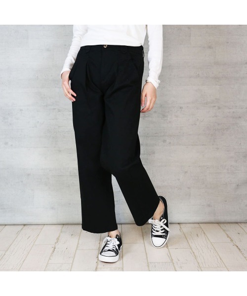 aity（アイティ）の「ツイルタックワイドパンツ チノパンツ ストレッチ 無地（チノパンツ・レディース・ブラック/カーキ/ベージュ・M/L/LL/3L/4L）」の14枚目の写真