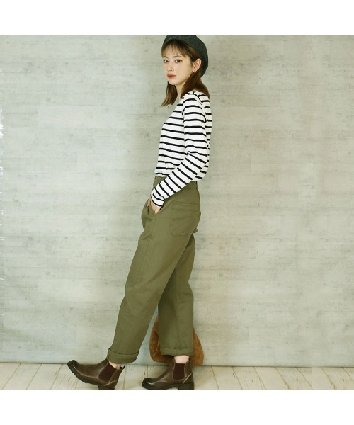 aity（アイティ）の「ツイルタックワイドパンツ チノパンツ ストレッチ 無地（チノパンツ・レディース・ブラック/カーキ/ベージュ・M/L/LL/3L/4L）」の12枚目の写真