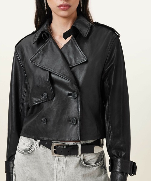 ALLSAINTS（オールセインツ）の「ALLSAINTS HENDRY CROP TRENCH（ライダースジャケット・レディース・ブラック・X-SMALL/SMALL）」の3枚目の写真