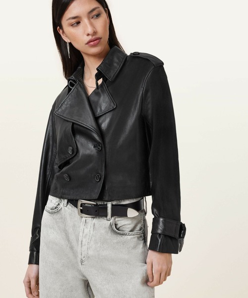 ALLSAINTS（オールセインツ）の「ALLSAINTS HENDRY CROP TRENCH（ライダースジャケット・レディース・ブラック・X-SMALL/SMALL）」の4枚目の写真