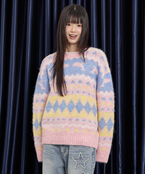 WaiKei(ワイケイ)の「ドルフィンヘアリーグラフィックニットピンク(ニット/セーター・レディース・その他・1/2)」の8枚目の写真