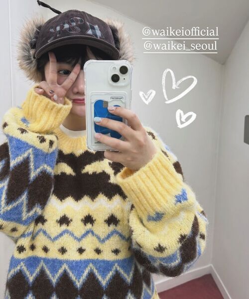 WaiKei(ワイケイ)の「ドルフィンヘアリーグラフィックニットピンク(ニット/セーター・レディース・その他・1/2)」の6枚目の写真