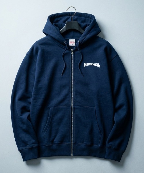 BIRDWELL（バードウェル）の「【BIRDWELL/バードウェル】WORDMARK LOCKUP ZIP HOODIE-JP　JAPAN LIMITED　日本別注　ブランドロゴ　ジップアップパーカー　フーディー（パーカー・メンズ・ブラック/ネイビー/ヘザーグレー・X-LARGE/MEDIUM/LARGE/SMALL）」の3枚目の写真