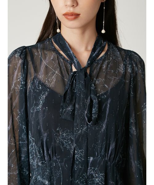 セール】ホロスコーププリントリボンタイワンピース（ワンピース