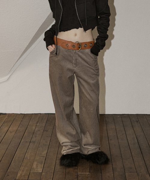 B. WIDE CORDUROY PANTS - GREY