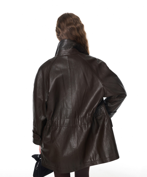 grove（グローブ）の「WILBUR LEATHER HALF COAT (BROWN)（ダッフルコート・レディース・ブラウン・FREE）」の3枚目の写真
