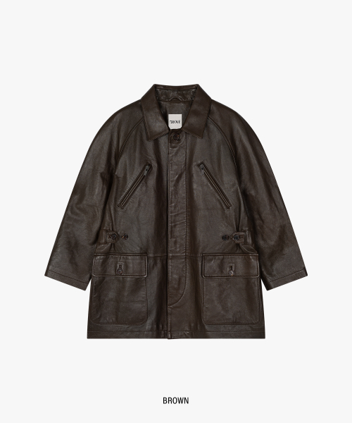 grove（グローブ）の「WILBUR LEATHER HALF COAT (BROWN)（ダッフルコート・レディース・ブラウン・FREE）」の4枚目の写真