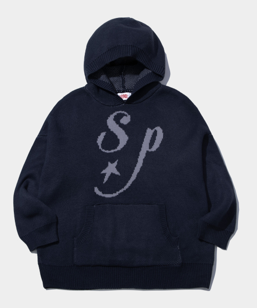 SOME PLACE(サムプレイス)の「カジュアルグラフィックユニセックスオーバーサイズソフトフードニットTシャツ _ 3COLOR(ニット/セーター・レディース・ネイビー/チャコール/ブラウン・FREE)」の5枚目の写真