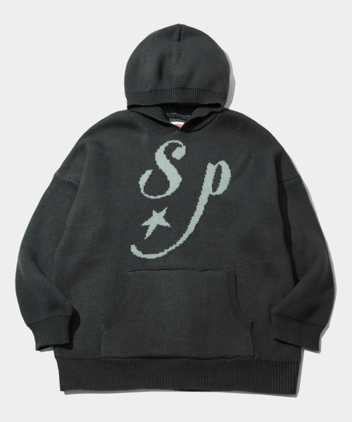 SOME PLACE(サムプレイス)の「カジュアルグラフィックユニセックスオーバーサイズソフトフードニットTシャツ _ 3COLOR(ニット/セーター・レディース・ネイビー/チャコール/ブラウン・FREE)」の6枚目の写真