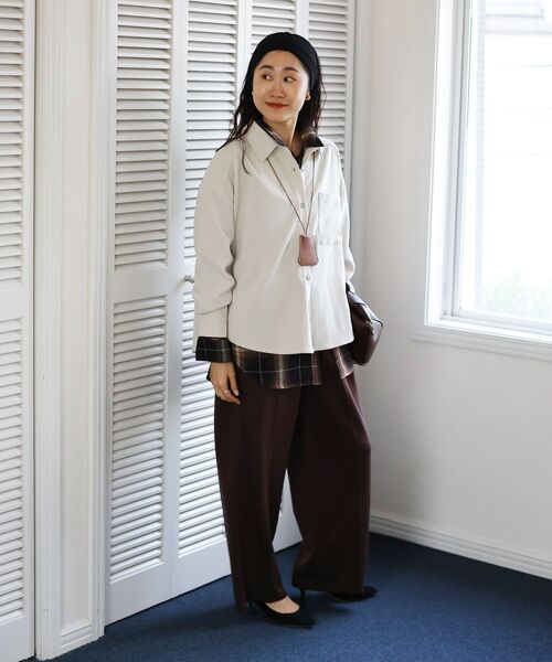 le.coeur blanc（ルクールブラン）の「ジャージーイージーワイドパンツ（その他パンツ・レディース・ブラウン/ブラック/グレー・38）」の5枚目の写真