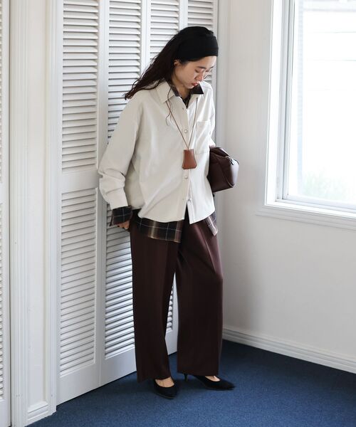 le.coeur blanc（ルクールブラン）の「ジャージーイージーワイドパンツ（その他パンツ・レディース・ブラウン/ブラック/グレー・38）」の6枚目の写真