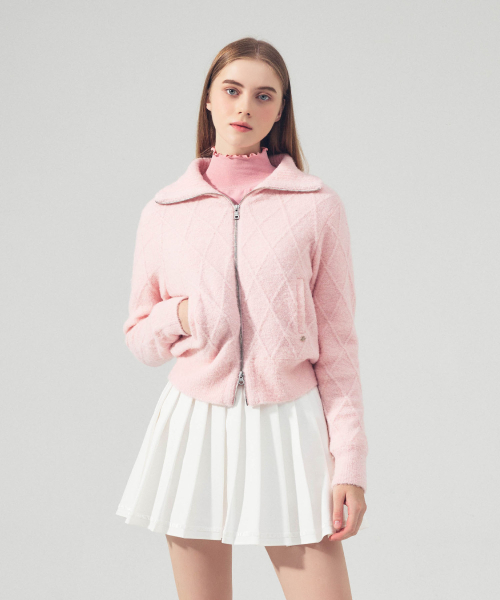 LORDLOAR(ロードロアル)の「ケーブル防風ジップアップニット PINK(ニット/セーター・レディース・その他・SMALL/MEDIUM)」の2枚目の写真