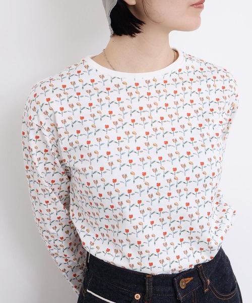 l'atelier du savon(アトリエドサボン)の「ならんだチューリップ プリントロンT(Tシャツ/カットソー・レディース・ホワイト/イエロー・FREE)」の4枚目の写真