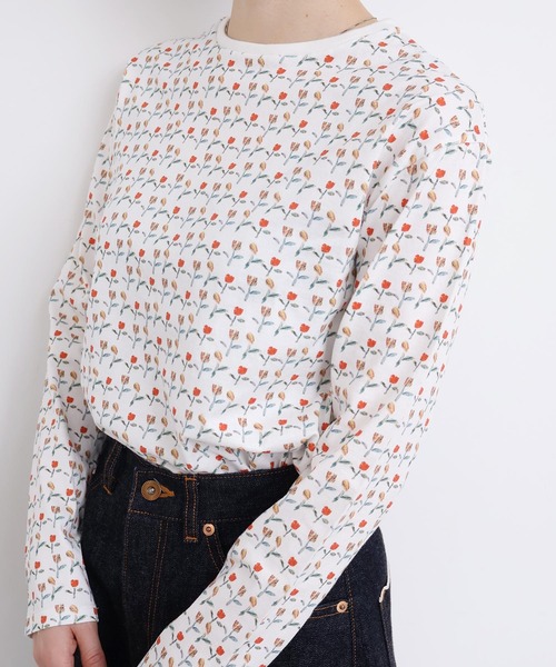 l'atelier du savon(アトリエドサボン)の「ならんだチューリップ プリントロンT(Tシャツ/カットソー・レディース・ホワイト/イエロー・FREE)」の6枚目の写真