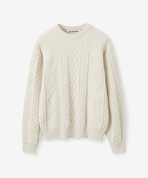 BLOND9(ブロンドナイン)の「ウールフィッシャーマンニットセーター_クリーム(ニット/セーター・メンズ・その他・LARGE/MEDIUM)」の1枚目の写真
