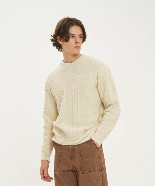 BLOND9(ブロンドナイン)の「ウールフィッシャーマンニットセーター_クリーム(ニット/セーター・メンズ・その他・LARGE/MEDIUM)」の4枚目の写真