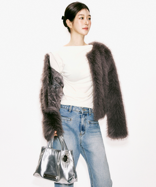 NICK&NICOLE（ニックアンドニコール）の「CRYSTAL FAUX LEATHER TOTE BAG_SILVER（ショルダーバッグ・レディース・その他・FREE）」の5枚目の写真