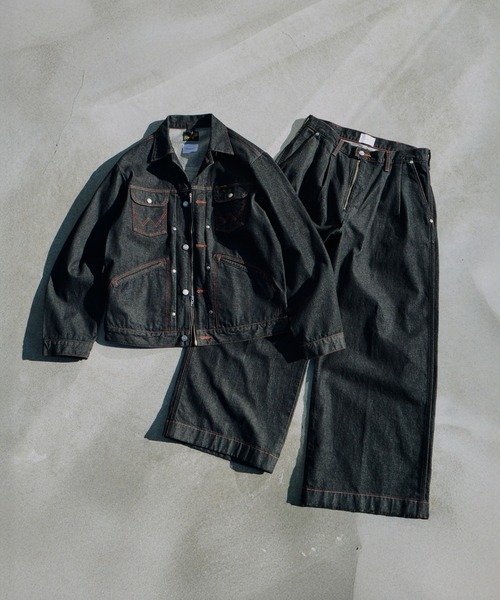 Wrangler × CamphorWood 】front zip 2tuck wide baggy flare broken