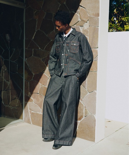 Wrangler × CamphorWood 】front zip 2tuck wide baggy flare broken