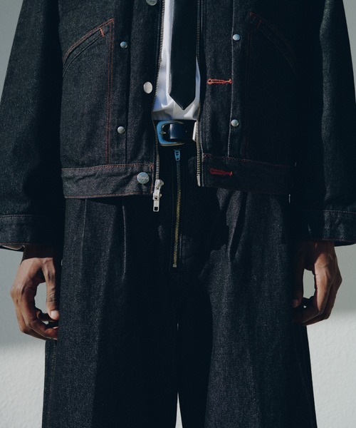 Camphor wood（カンファーウッド）の「【 Wrangler × CamphorWood 】front zip 2tuck wide baggy flare broken denim trousers / 【ラングラーコラボレーション】 2タックワイドバギーデニム（デニムパンツ・メンズ・ブラック系1・SMALL/MEDIUM/LARGE）」の5枚目の写真