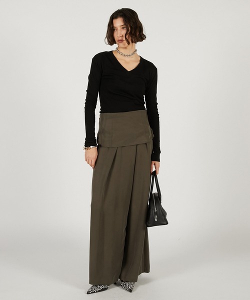 PRANK PROJECT（プランクプロジェクト）の「バックドレープ2WAYオールインワン / Back Drape 2WAY All-in-One（パンツドレス・レディース・ブラック/カーキ・36/38）」の17枚目の写真