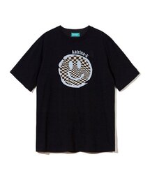 KATRINA K（カトリーナケイ）の「チェックスマイル半袖Tシャツ-ブラック（Tシャツ/カットソー）」