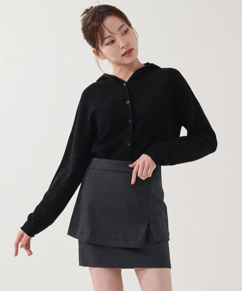 HYEYEONG KIM(ヘヨン キム)の「ウールレイヤードミディスカート-チャコール(スカート・レディース・チャコール・SMALL/MEDIUM/LARGE)」の3枚目の写真