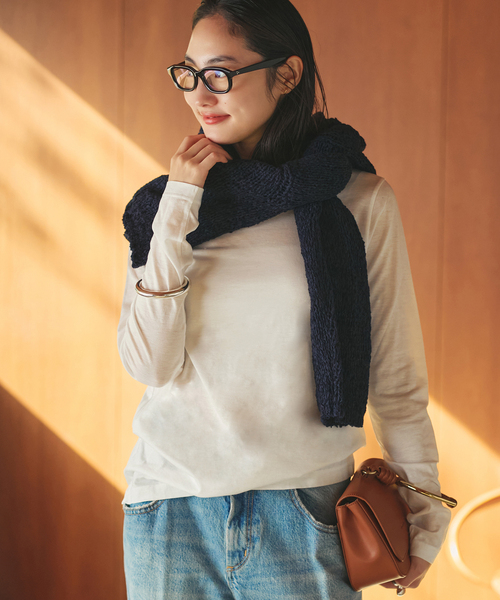 plage（プラージュ）の「loose fit nuance long Tシャツ（Tシャツ/カットソー・レディース・チャコールグレー/ブラウン/ホワイト/アイボリー・FREE）」の2枚目の写真