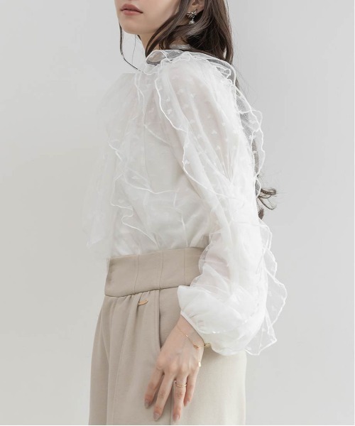 RANDA(ランダ)の「【Heart Collection】ハートチュールフリルボウタイブラウス(シャツ/ブラウス・レディース・ホワイト/ブラック・FREE)」の6枚目の写真