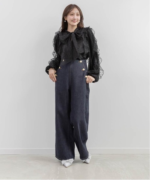 RANDA(ランダ)の「【Heart Collection】ハートチュールフリルボウタイブラウス(シャツ/ブラウス・レディース・ホワイト/ブラック・FREE)」の10枚目の写真