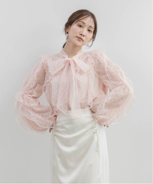 RANDA(ランダ)の「【Heart Collection】ハートチュールフリルボウタイブラウス(シャツ/ブラウス・レディース・ホワイト/ブラック・FREE)」の11枚目の写真
