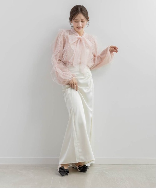 RANDA(ランダ)の「【Heart Collection】ハートチュールフリルボウタイブラウス(シャツ/ブラウス・レディース・ホワイト/ブラック・FREE)」の13枚目の写真