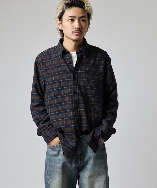 Ree&Mee(リーアンドミー)の「Ree&Mee チェック ネルシャツ 起毛 長袖 シャツ(シャツ/ブラウス・メンズ・グリーン/レッド/ベージュ/ネイビー・LL/L/M)」の22枚目の写真