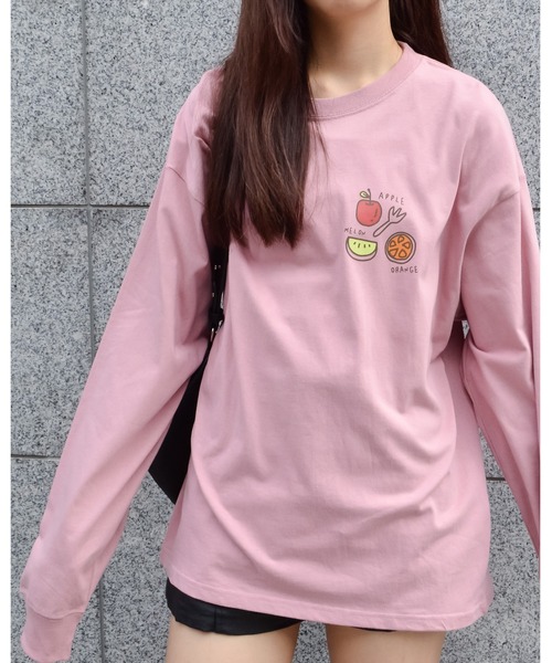 spiritoso(スピリトーゾ)の「フルーツプリントTシャツ(Tシャツ/カットソー・レディース・サーモンピンク/オフホワイト・FREE)」の12枚目の写真