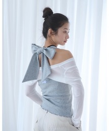 Smyeon（スミョン）の「Ribbon halter-neck top/リボンホルターネックカットソー（Tシャツ/カットソー）」