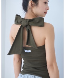 Smyeon（スミョン）の「Ribbon halter-neck top/リボンホルターネックカットソー（Tシャツ/カットソー）」