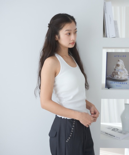 Ribbon halter-neck top/リボンホルターネックカットソー（Tシャツ