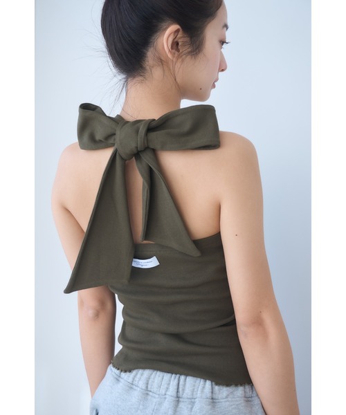 Smyeon（スミョン）の「Ribbon halter-neck top/リボンホルターネック